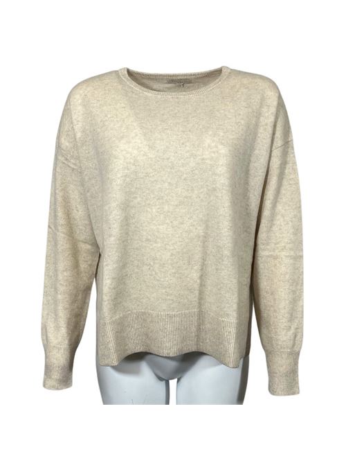 WOMEN'S CREW NECK SWEATER ASYMMETRICAL CUT BEIGE ESSENTIEL STUDIO | LMD036BEIGE